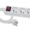 Przedłużacz elektryczny z uziemieniem, wyłącznik 3 gniazdka, przewód 5m