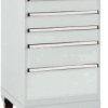 Manuflex TP1044.7035 Szafka szufladowa BASETEC przenośna, wysokość użytkowa 700 mm z 5 szufladami, jasnoszary RAL 7035 N