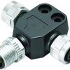 Adapter, 2 x M12 (5 pole, socket) to M12 (5 pole, plug), T-shape, 79 5256 190 05