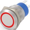 Vandal-proof pushbutton, 1 pole, silver, illuminated  (red), 5 A/250 V, mounting Ø 19.2 mm, IP67, 2213767-7