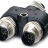 Adapter, 2 x M12 (5 pole, plug) to M12 (5 pole, socket), Y-shape, 1419946