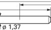Standard spring contact with probe, tip, Ø 1.37 mm, travel  4.4 mm, pitch 2.54 mm, L 25.4 mm, 1015-B-1.5N-AU-0.75