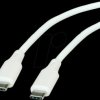 11029126 USB 2.0 cable, C plug to C plug, silicone, 60 W, white, 1 m