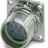 Surface mount socket, M23, 12 pole, crimp connection, standard/ONECLICK quick locking system, straight, 1629083