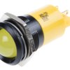 Lampka kontrolna do montażu panelowego 230V ac, Żółta 22mm LED Czarny RS PRO