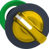 Toggle switch, 2 positions, illuminable, latching, waistband round, yellow, front ring gray, 90°, mounting Ø 30.5 mm, ZB5FK1283