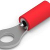 Insulated ring cable lug, 0.26-1.65 mm², AWG 22 to 16, 4.74 mm, M4, red, 34148