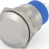 Vandal-proof pushbutton switch, 1 pole, silver, unlit , 5 A/250 V, mounting Ø 19.2 mm, IP67, 2213763-3