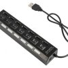 HUB USB 7-portowy z wyłącznikami (czarny)