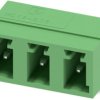Pin header, 3 pole, pitch 5.08 mm, angled, green, 1836192