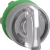 Toggle switch, 3 positions, illuminable, latching, waistband round, white, front ring gray, 45°, mounting Ø 22 mm, ZB5AK1313C0