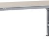 Manuflex AS0021.9006 Stół pakowy PACKPOOL standard z płytą melaminową, szer. X gł. X wys. = 1750 x 800 x 760-870 mm sreb