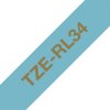 Brother TZERL34 Brother TZE-RL34 label-making tape Gold on blue