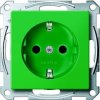 Merten System M Gniazdo pojedyncze SCHUKO z przesłonami zielony MTN2300-0304