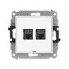 MINI Mechanizm gniazda komputerowego podwójnego 2xRJ45, kat. 8, ekranowane, 8-stykowy, bez pola opisowego biały mat 25MGKBO-12