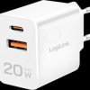 PA0369 USB charger, 20 W, 1x USB-C PD, 1x USB-A, GaN, white