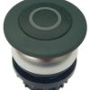 Mushroom pushbutton, unlit, groping, waistband round, black, front ring silver gray, mounting Ø 22.5 mm, 216724