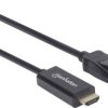 Kabel DisplayPort Manhattan 1080p DisplayPort auf HDMI-Kabel DisplayPort-Stecker/HDMI-Stecker 3 m schwarz 153188, Displa