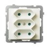 Sonata Gniazdo potrójne EURO z przesłonami torów prądowych ecru GP-3RP/m/27