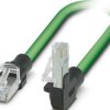 Patch cable, RJ45 plug, straight to RJ45 plug, angled, Cat 5, SF/TQ, PVC, 1 m, green, 1113294