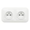 2x Gniazdko elektryczne kwadratowe z ramką podwójną, białe, montaż podtynkowy, Ceramic Loft