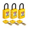 Kłódka LOTO SafeKey kompaktowa, nylonowa, szekla 25 mm, żółta (3 szt.), 150190