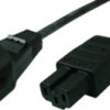 Device connection cable, Europe, plug type E + F, straight on C15A socket, straight, H05RR-F3G0.75 mm², black, 2 m, 0L06843