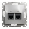 Gniazdo komputerowe podwójne RJ45 kat. 6 UTP, srebrne aluminium, Sedna Design i Elements SDD113462
