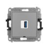 ICON Mechamizm gniazda pojedynczego USB A-A 3.0, bez pola opisowego szary mat 27IGUSBBO-5
