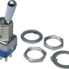 Toggle switch, metal, 2 pole, groping/latching, (On)-Off-(On), 4 A/125 VAC, 30 VDC, silver-plated, 12147AK