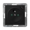 IMPRESJA Gniazdo pojedyncze z uziemieniem z przesłonami torów prądowych, z ładowarką USB czarny metalik GP-1YZPUSB/m/33