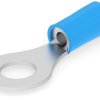 Insulated ring cable lug, 1.04-2.62 mm², AWG 16 to 14, 6.35 mm, M6, blue, 130118