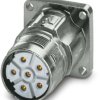 Surface mount socket, M23, 6 pole, crimp connection, standard/ONECLICK quick locking system, straight, 1628832
