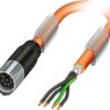 Sensor actuator cable, M17-cable socket, straight to open end, 7 pole + PE, 2 m, PUR, orange, 15 A, 1619313