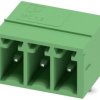 Pin header, 3 pole, pitch 3.5 mm, angled, green, 1844223