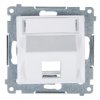 Simon 54 Pokrywa gniazda teleinformatycznego pojedynczego RJ Keystone skośna z polem opisowym biała DKP1S.01/11