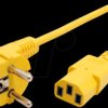 19081011 Power cable, grounding plug gew, 1.8 m, yellow, C13