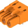Socket header, 3 pole, pitch 5.08 mm, angled, orange, 1368250000