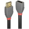 LINDY 36475 HDMI Cable extension 0.50m Anthracite Black Red 4K UHD gold plated