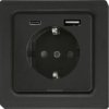 Niemieckie gniazdo (typ F) DSS z USB-A i USB-C w E-Design55, antracytowy mat - DSS55E+USBA+C-am