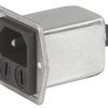 IEC plug C18, 50 to 60 Hz, 2 A, 250 VAC, 1.2 W, 5.2 mH, faston plug 6.3 mm, 5707.0203.412.21
