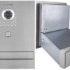 Skrzynka na listy z wideodomofonem, przelotowa, jednowrzutowa wykonana z frezowanej stali szlachetnej