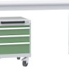 Manuflex SP1193.6011 Szafka narzędziowa BASETEC przenośna, wysokość użytkowa 400 mm z 4 szufladami, w reseda green RAL 6