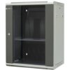 Szafa wisząca niedzielona 19 15U, drzwi blacha/szkło, ściągane osłony boczne z zamkiem, 600×450×770 szer./gł./wys. mm RAL: sza