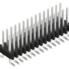 Pin header, 30 pole, pitch 1.27 mm, angled, black, 10061946