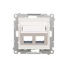 Simon 55 Pokrywa gniazd teleinformatycznych na Keystone skośna podwójna z polem opisowym (moduł) Biały mat TKP2S.01/111