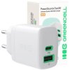 ŁADOWARKA SIECIOWA Greencell PowerSource Duo30 30W 1xUSB-C 1xUSB-A PD 3.0 QC 4.0+ biała
