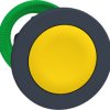 Pushbutton, unlabeled, unlit, groping, waistband round, yellow, front ring dark gray, mounting Ø 30.5 mm, ZB5FA5