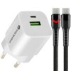Ładowarka sieciowa everActive GaN SC-390Q z gniazdem USB QC3.0 oraz USB-C PD PPS 30W + kabel USB-C PD CBB-1PDR LED 1m