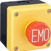 Surface mount housing, emergency stop switch in the housing, 1 Form A (N/O) + 3 Form B (N/C), latching, FB1W-XW1E-BV413MRH-Y0